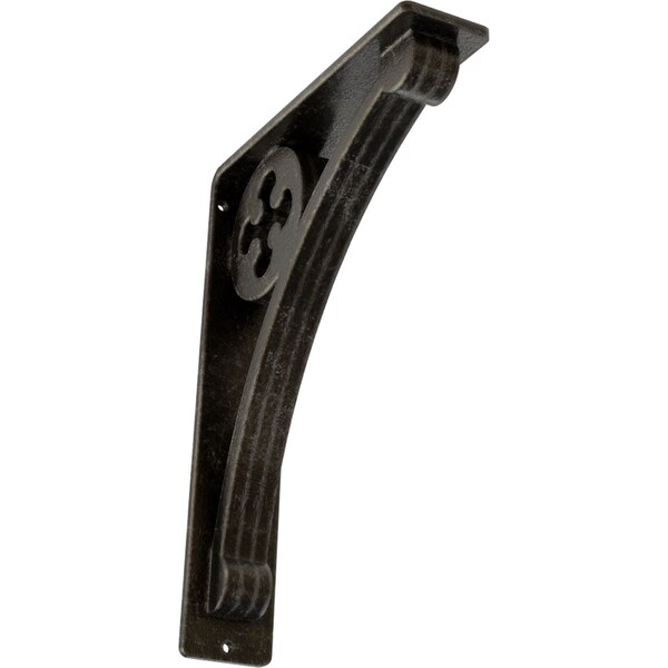 Ekena Millwork Crawley Wrought Iron Bracket, (Triple center brace), Antiqued Warm Silver 2"W x 7 1/2"D x 10"H BKTM02X07X10TCRAWS - main